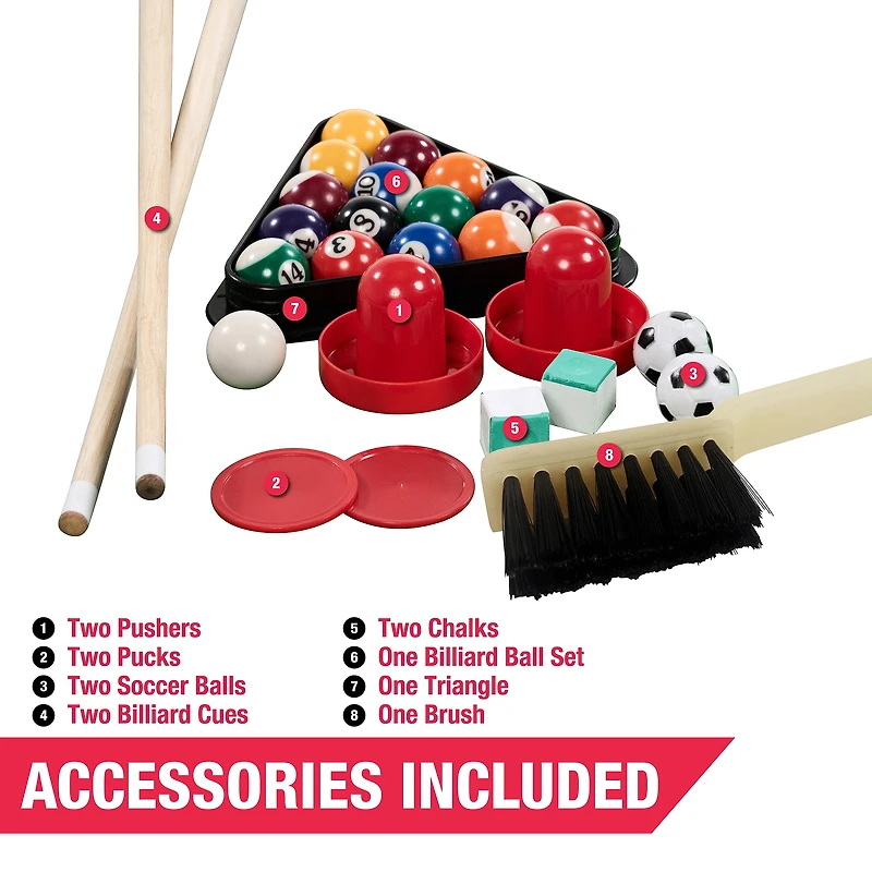 48 in. Combo Game Table, Air Hockey, Foosball and Billiards, Multi Game Table by MD Sports