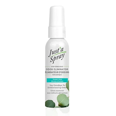 Éliminateur d'odeurs de toilettes Just'a Spray, Brume d'océan, 55 ml, Vaporisateur avant utilisation de la cuvette, Jusqu'à 100 utilisations