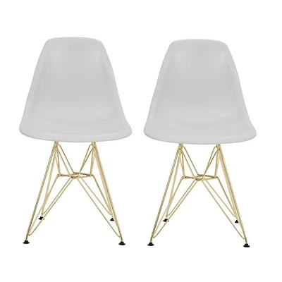 Ensemble de 2 chaises à jambes en or blanc Eiffel