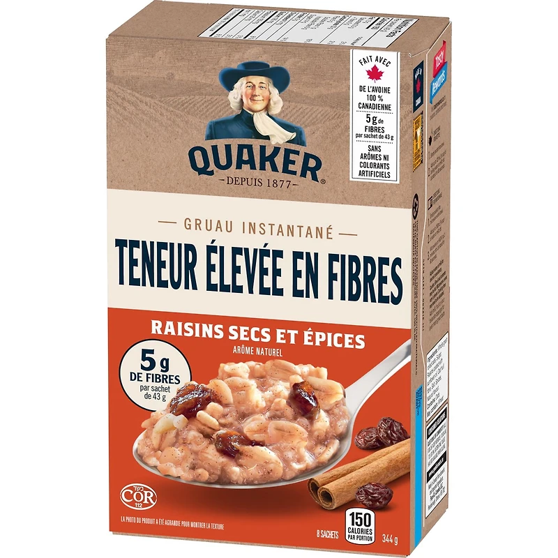 Quaker High Fibre Raisins & Spice Instant Oatmeal
