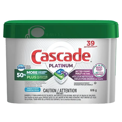 Détergent pour lave-vaisselle Cascade Platinum ActionPacs, Parfum frais