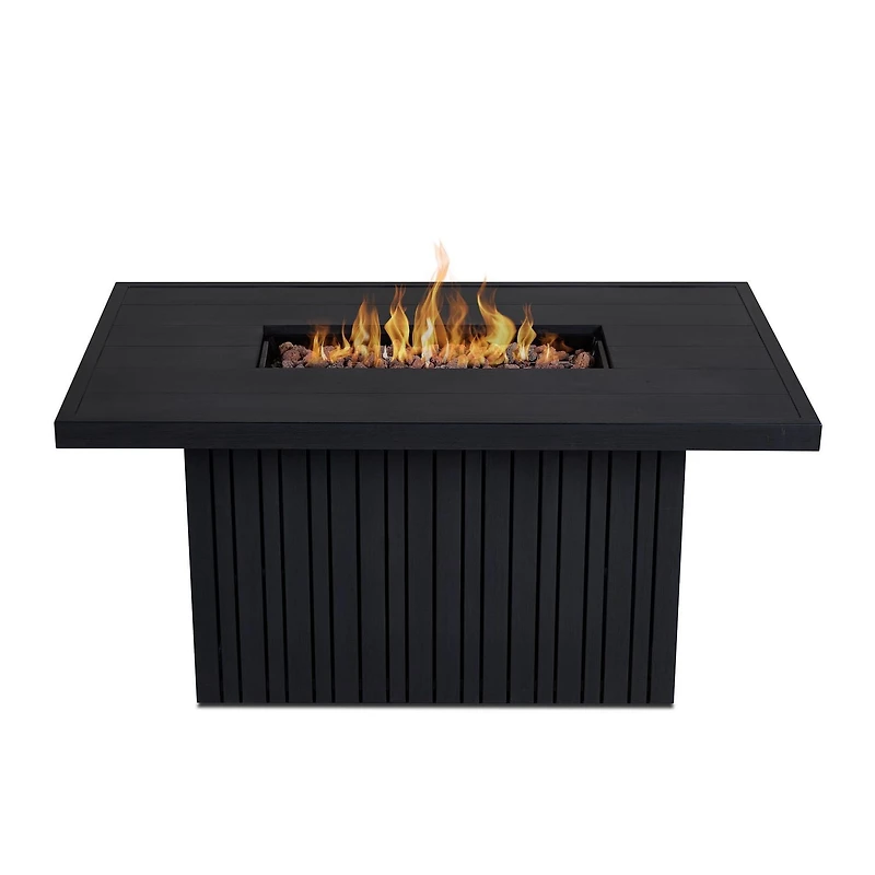 Calvin 52" Rectangle Metal Propane Fire Pit Table with Hidden Tank in Black Coral