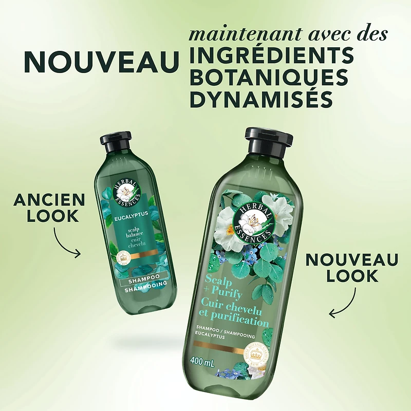 Herbal Essences Scalp + Purify Shampoo, Cleanses The Scalp for Soft Hair, Eucalyptus, Sulfate-Free, 400 mL