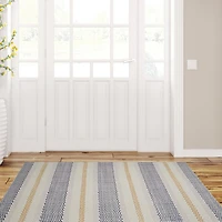 Outdoor Washable Delray Ivory & Blue 3' x 5' Accent Rug