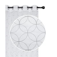 Lurex Embroidered Sheer Panel W 8 Grom (Curved Diamond) (Gray) - Set of 2