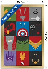 Marvel Comics - Avengers - Minimalist Grid Wall Poster, 14.725" x 22.375" Framed