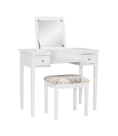 Ensemble de Vanité de Banc Joanna Butterfly en Blanc