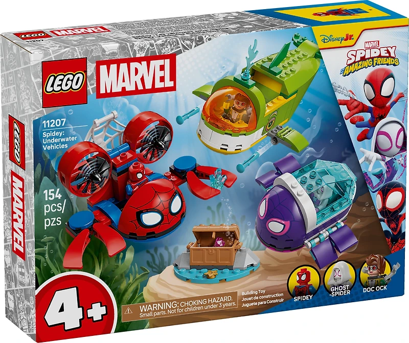 LEGO Marvel Spidey And His Amazing Friends Spidey: Underwater Vehicles Building Toy for Kids - Super Hero Pretend Play Set for Preschool Boys & Girls, Ages 4+ - Gift Idea for Birthdays - 11207