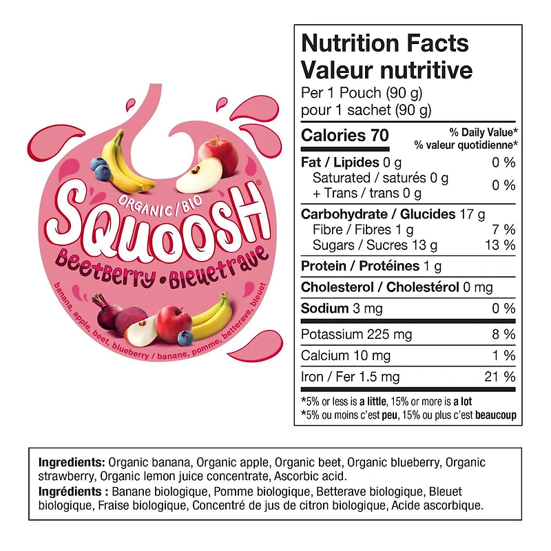 Squoosh Beetberry Organic Kids Snack Pouch – All Ages – 4 Pack