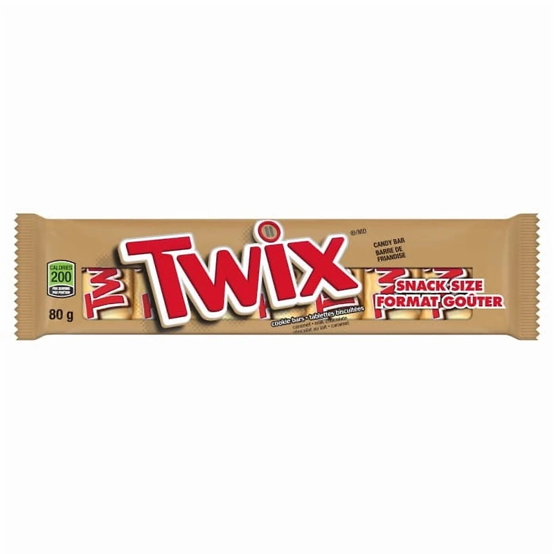 TWIX, Caramel Cookie Chocolate Candy Bar, 8 Fun Size Bars, 80g