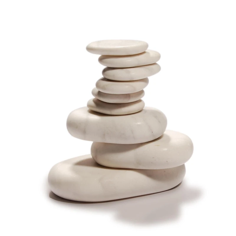 Master Massage 9 Pieces Cold Stone Set Cool White Marble Package