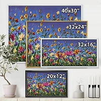 Designart Daisies and Wildflowers In Summer Garden Field I FLOAT FRAME WALL ART