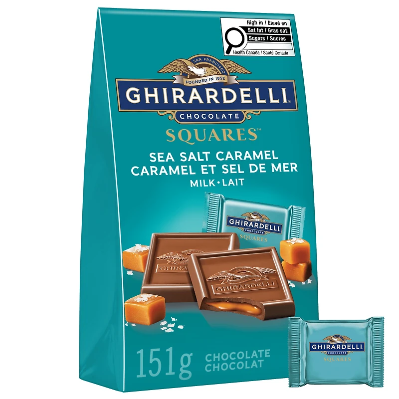 GHIRARDELLI, Carrés au chocolat au lait à la fleur de sel et au caramel, 151g