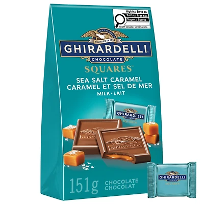 GHIRARDELLI, Carrés au chocolat au lait à la fleur de sel et au caramel, 151g