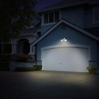 Globe Electric 300W Weather Resistant Motion Sensor Activated Twin Light Security Light, White Finish, 180 Degree Detection Zone (79770)