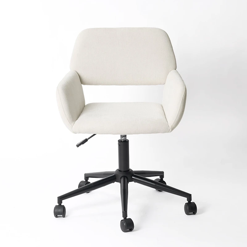 Chaise de bureau pivotante Homy Casa, chaise de bureau ergonomique réglable, tissu chenille beige