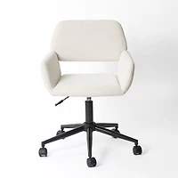 Chaise de bureau pivotante Homy Casa, chaise de bureau ergonomique réglable, tissu chenille beige