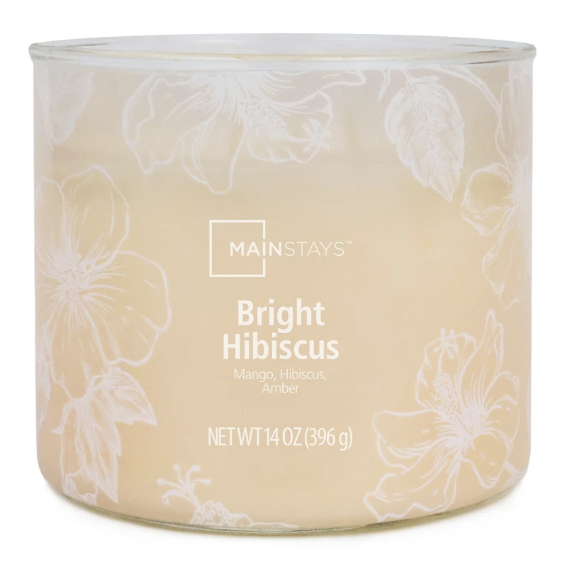 Mainstays 3-Wick Textured Wrapped Hibiscus Scented Candle, 14 oz
