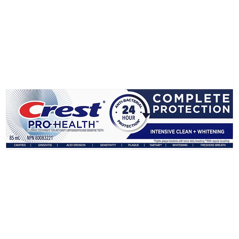 Crest Pro-Health Complete Protection Toothpaste, Intensive Clean + Whitening, 85 mL