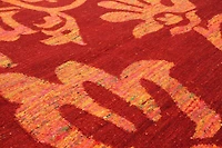 ECARPETGALLERY 5'4" x 7'6" Flat-weaves & Kilims Sari Silk Hand Made Area Rug for Living Room, Dining Room and Bedroom in Red