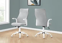 Monarch Specialties Office Chair, Adjustable Height, Swivel, Ergonomic, Armrests, Computer Desk, Work, Metal, Mesh, White, Grey, Contemporary, Modern
