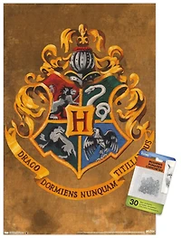 The Wizarding World: Harry Potter - Hogwarts Crest Wall Poster, 22.375" x 34" Framed