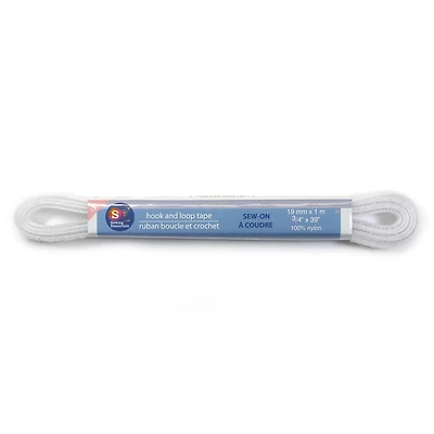 ESPRIT Sew-On Hook and Loop Tape, blanc, 19 mm (0.75 in) × 1 m (1.09 yd)