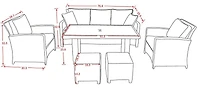 Beaumont 6PC jeu de conversation en table haute avec de coussin rouge