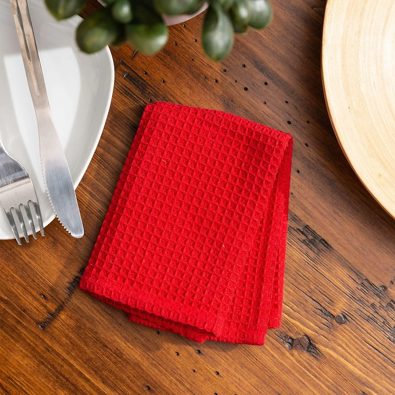 FabStyles Broadway Waffle Dishcloth Towel, Set of 6, Ring-Spun Cotton, Absorbent