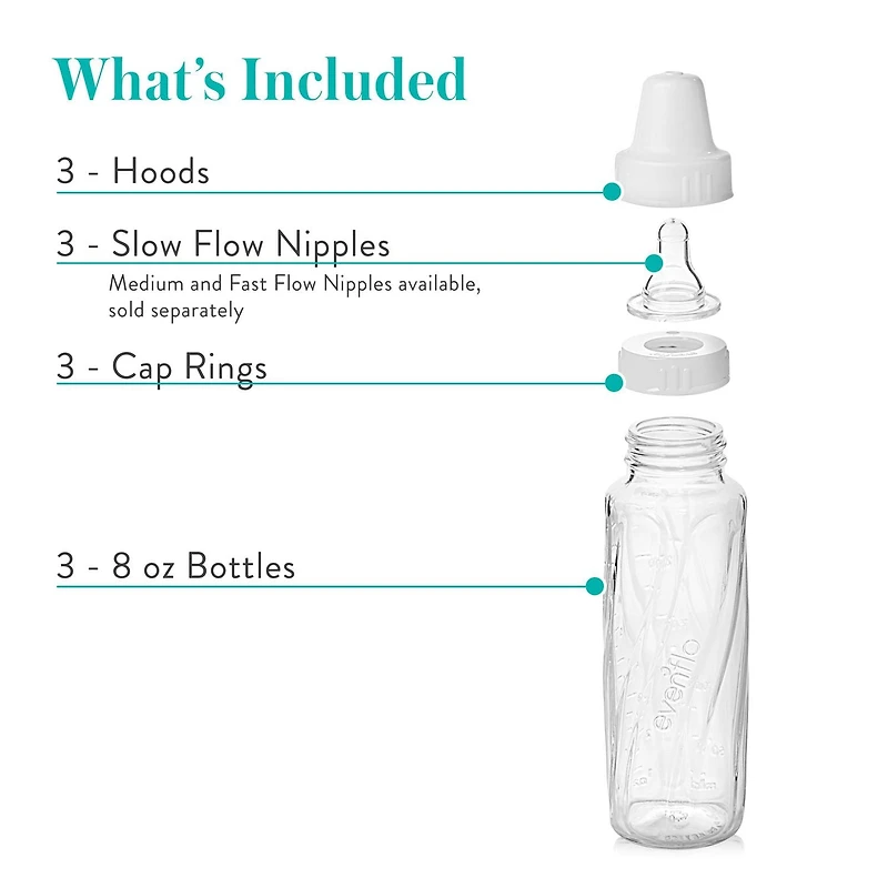 Evenflo Feeding Classic Biberons en Verre Sans BPA