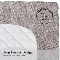 Mainstays Cotton Rich Extra Soft Jersey Bed Sheet Set, Queen, Grey Spacedyed, 4 Pieces