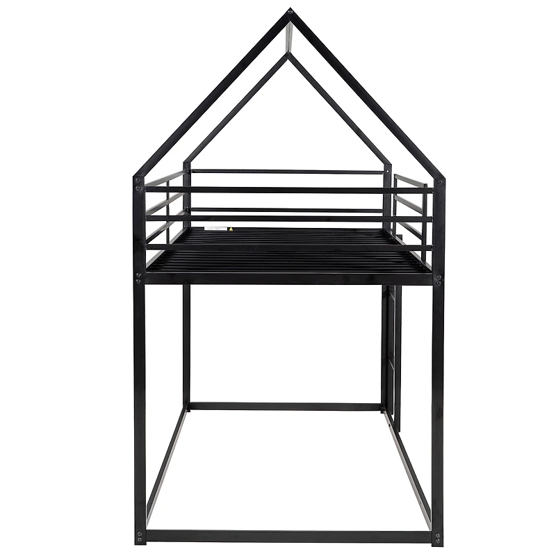 Noble House Twin over Twin House Bunk Bed with Built-in Ladder,Black