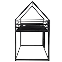 Noble House Twin over Twin House Bunk Bed with Built-in Ladder,Black