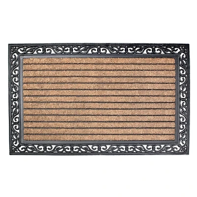 En Caoutchouc Et Coir Brosse Mat (Rect - Rayé) (30 X 48)