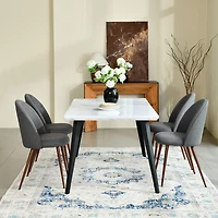 Homy Casa Set of 2 Armless Dining Chairs with Curved Upholstered Back, Grey Fabric