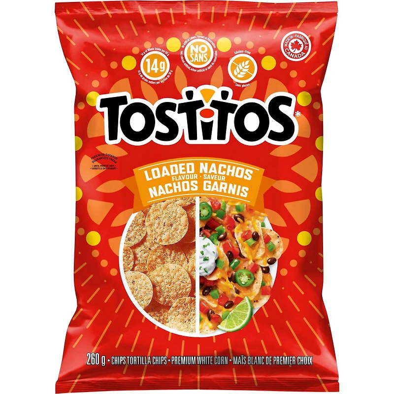 Tostitos, chips tortilla Saveur Nachos garnis.
