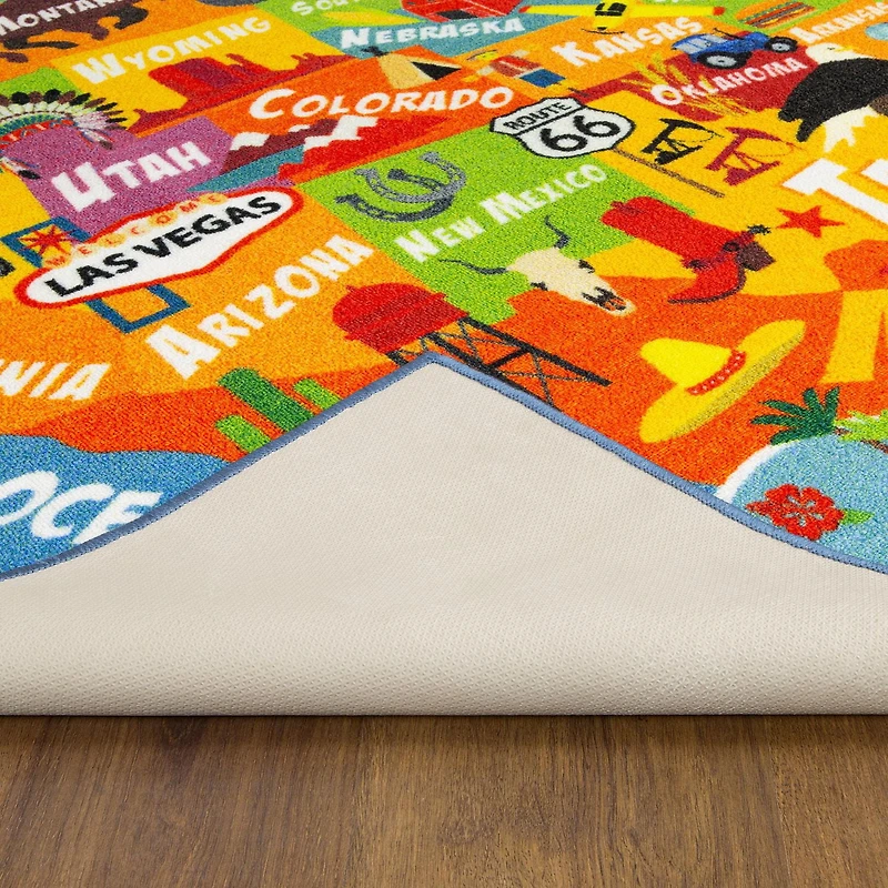 KC Cubs Playtime Collection USA United States Map Area Rug Educational Learning & Game Area Rug Carpet for Kids and Children Bedrooms and Playroom