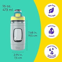 Bouteille d’eau pour enfants Flo bubba, 473 ml, large ouverture, manchon en silicone, couvercle à bouton-poussoir