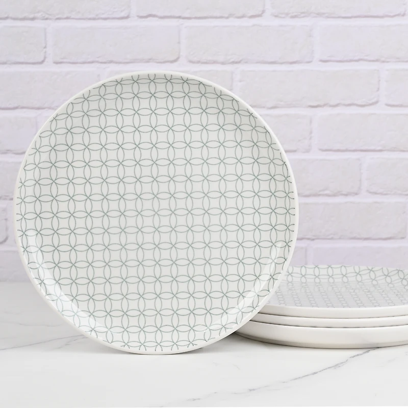 Mainstays Alessandra Sage Green 4-pack Stoneware Dinner Plate Set, 10.2"