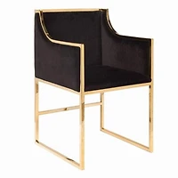 Hani Dining Chair in Black with Shiny Gold Accents – Luxurious Velvet Upholstery for a Stylish, Elegant Look