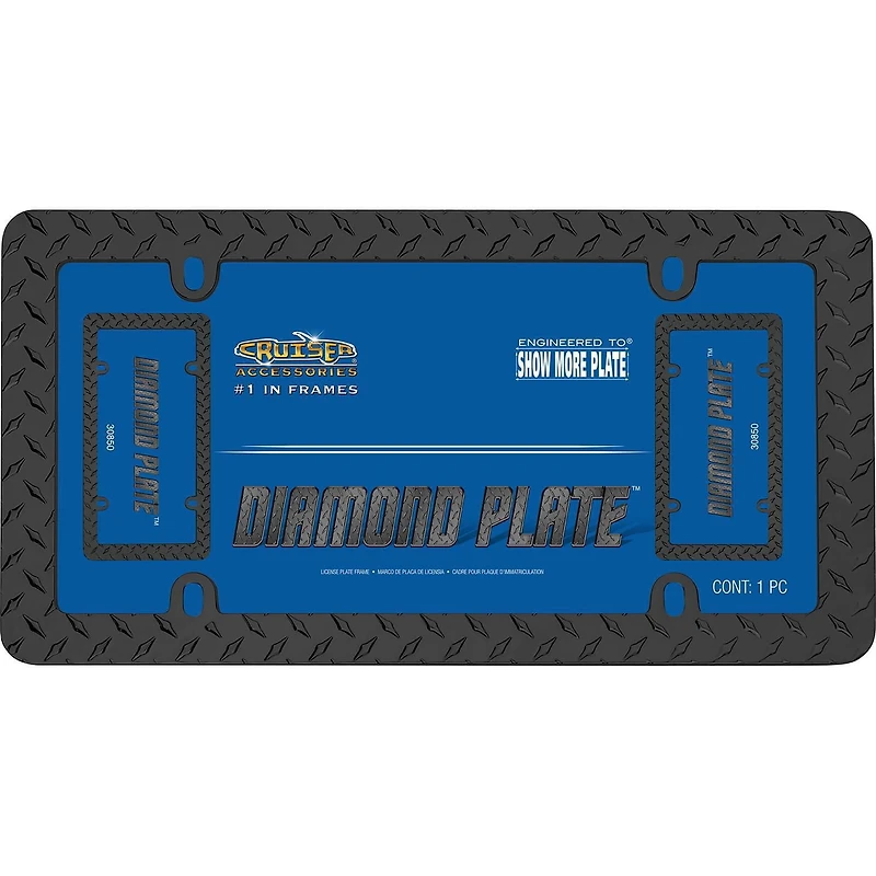 Cruiser Accessories Diamond Plate, Black License Plate Frame