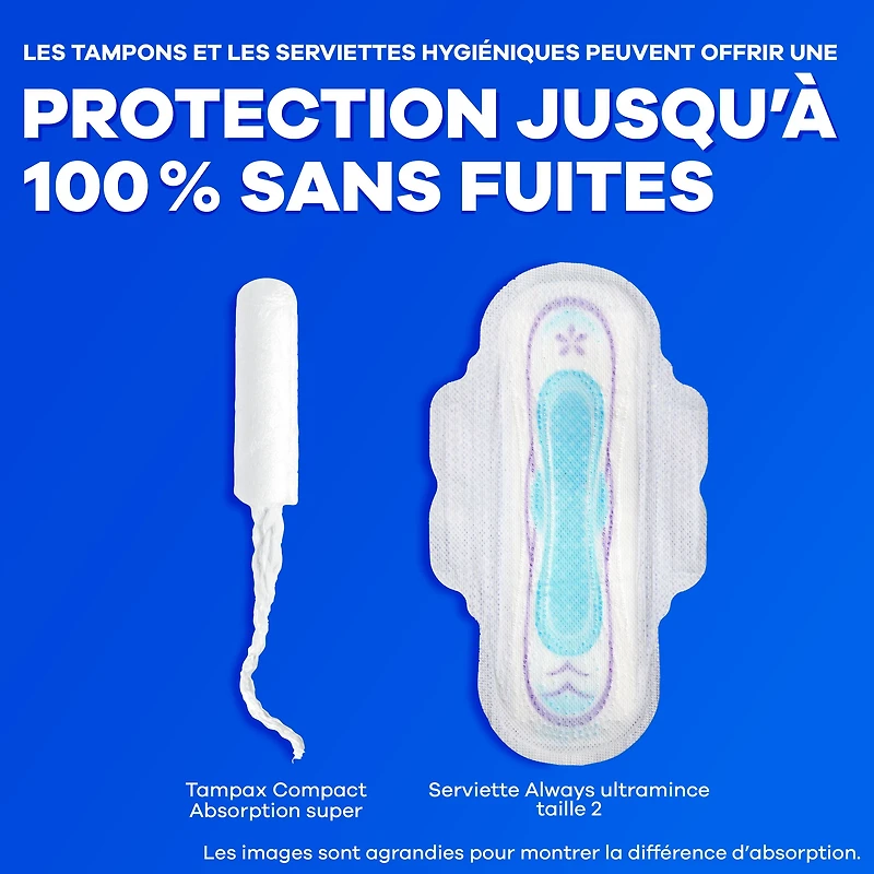 Tampax Tampons Pearl Compacts, avec Tresse LeakGuard & Applicateur Extensible, Absorption Super, Applicateur Extensible Compact, Non Parfumés