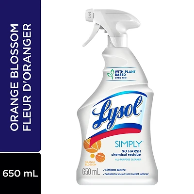 Lysol Simply™ All Purpose Cleaner,Multi-surface cleaner trigger, Orange Blossom, 650 mL