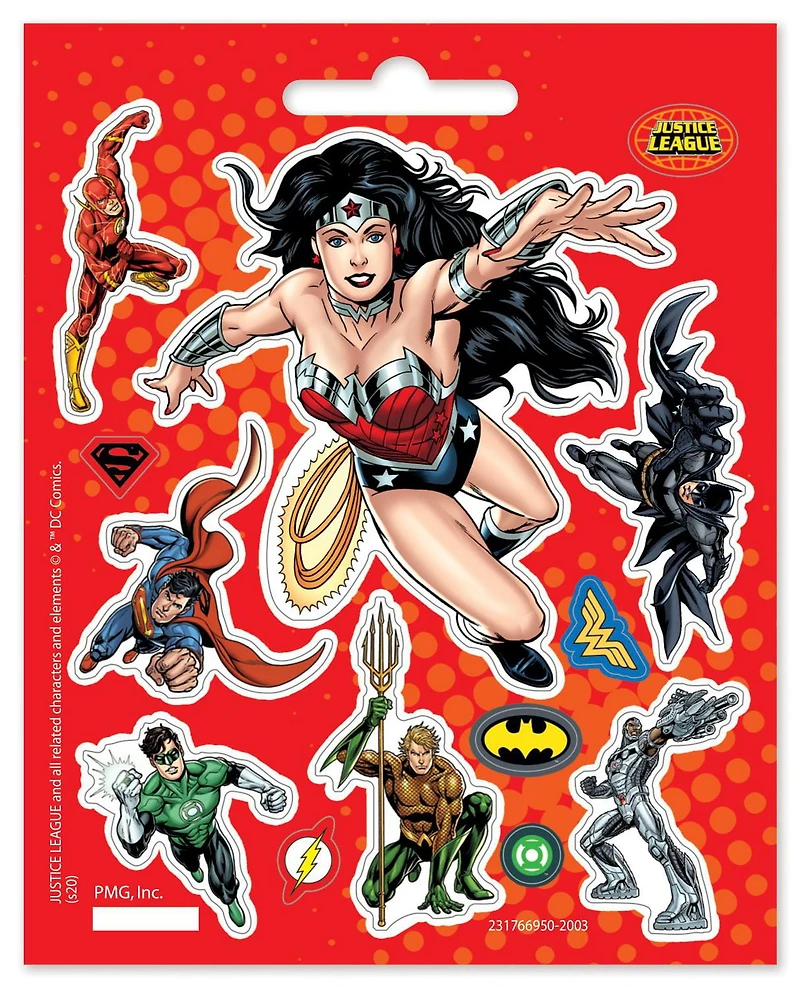 Livre d'autocollants à l'avant de la Justice League ™