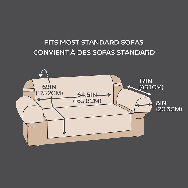 SmartFit Plush Fabric Sofa Furniture Cover, 3-Piece, for Dogs/Cats, Gray
