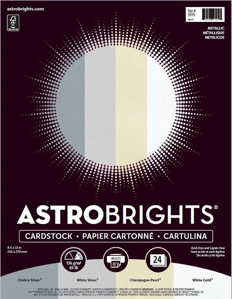 Astrobrights Metallic 4-Colour Assorted Cardstock