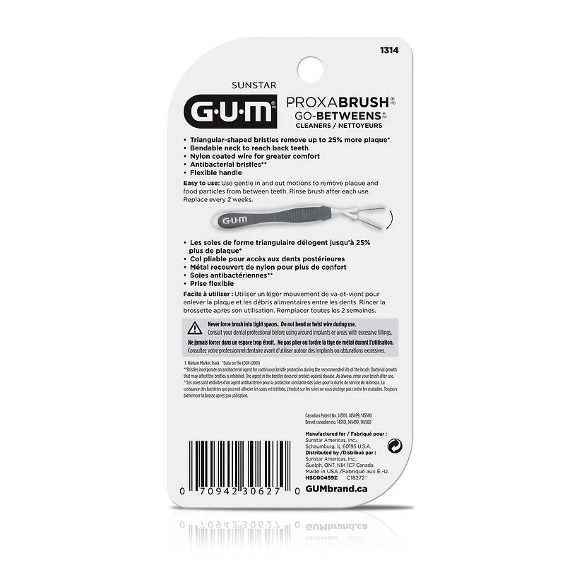 GUM® Proxabrush® Interdental Cleaning Brushes, Ultra-Tight, Remove up to 25% More Plaque, 8 Count