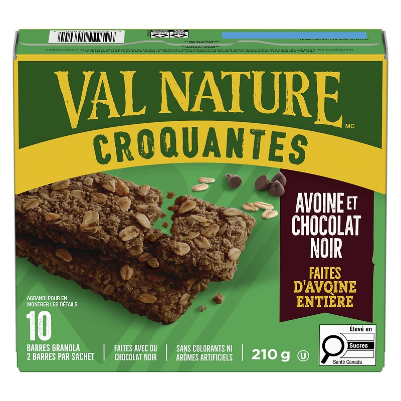 VAL NATURE BARRES GRANOLA CROQUANTES AVOINE ET CHOCOLAT NOIR