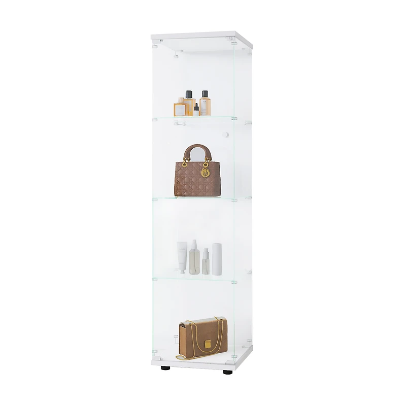 Noble House Glass Display Cabinet 4 Shelves with Door,white