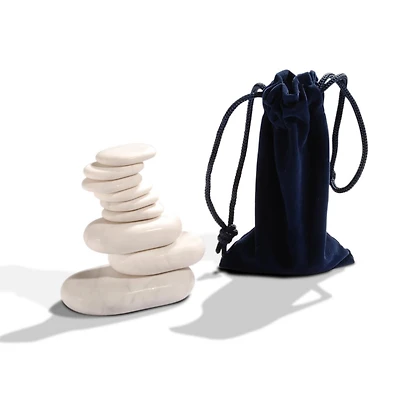 Master Massage 9 Pieces Cold Stone Set Cool White Marble Package